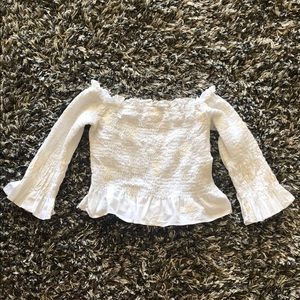Zara white smocked blouse